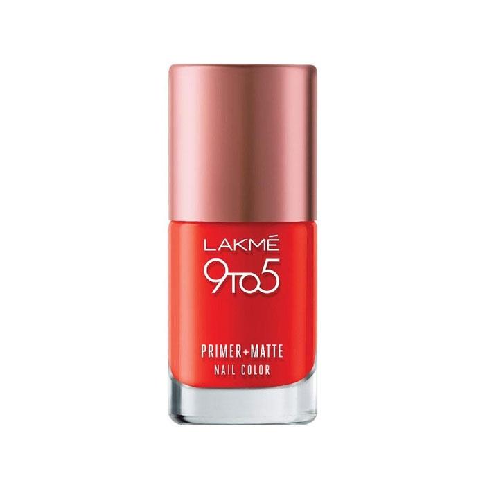 Lakme 9 to 5 Primer and Matte Nail Color - Crimson Matte – 9ml