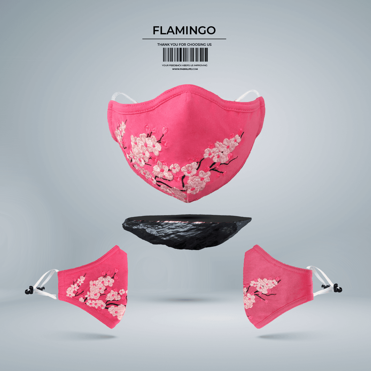 Fabrilife Womens Embroidery Mask - Flamingo