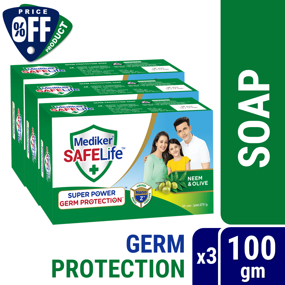 Mediker SafeLife Soap Bar Combo Pack (100gm X 3pcs)