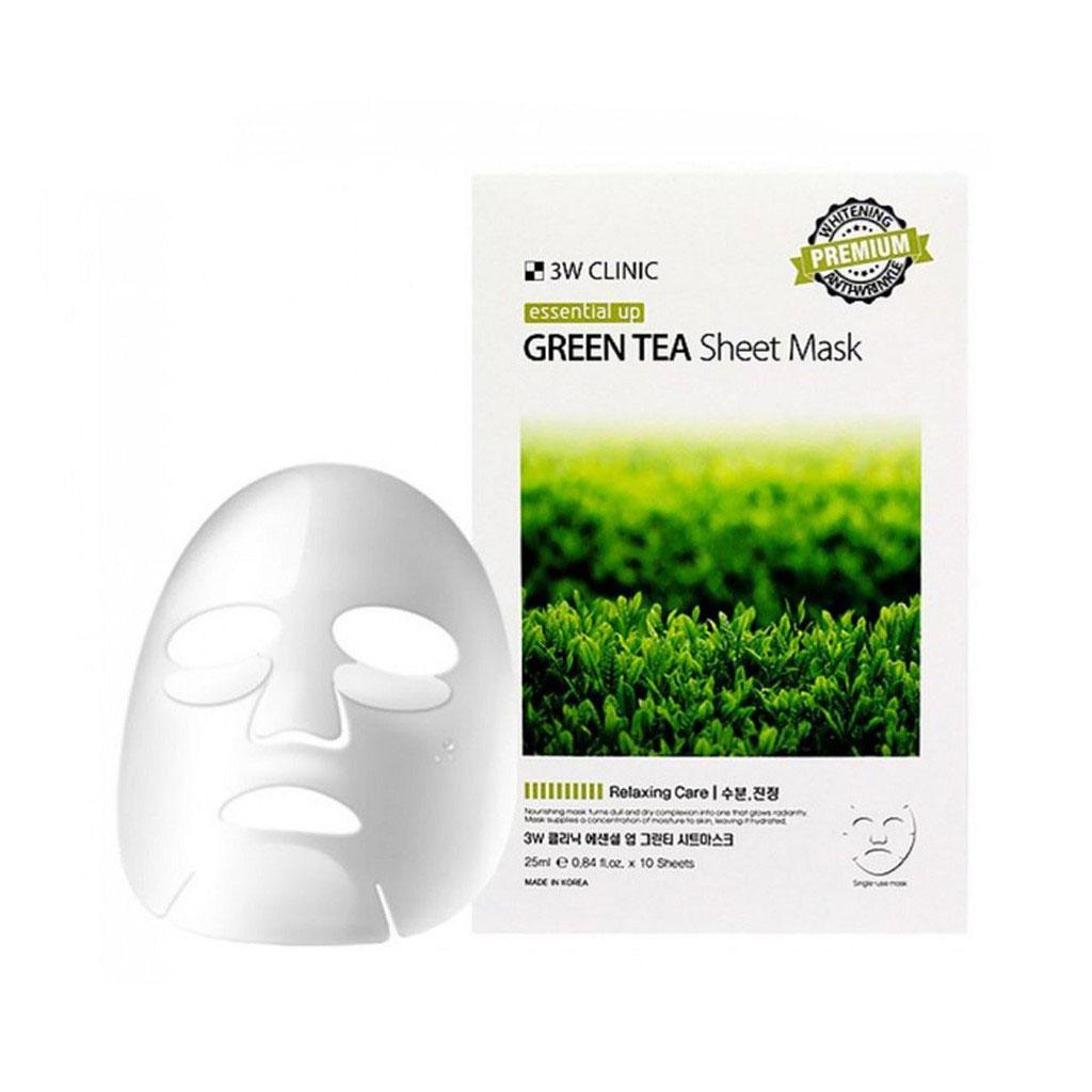 3W Clinic Essential Up Green Tea Sheet Mask – 25ml