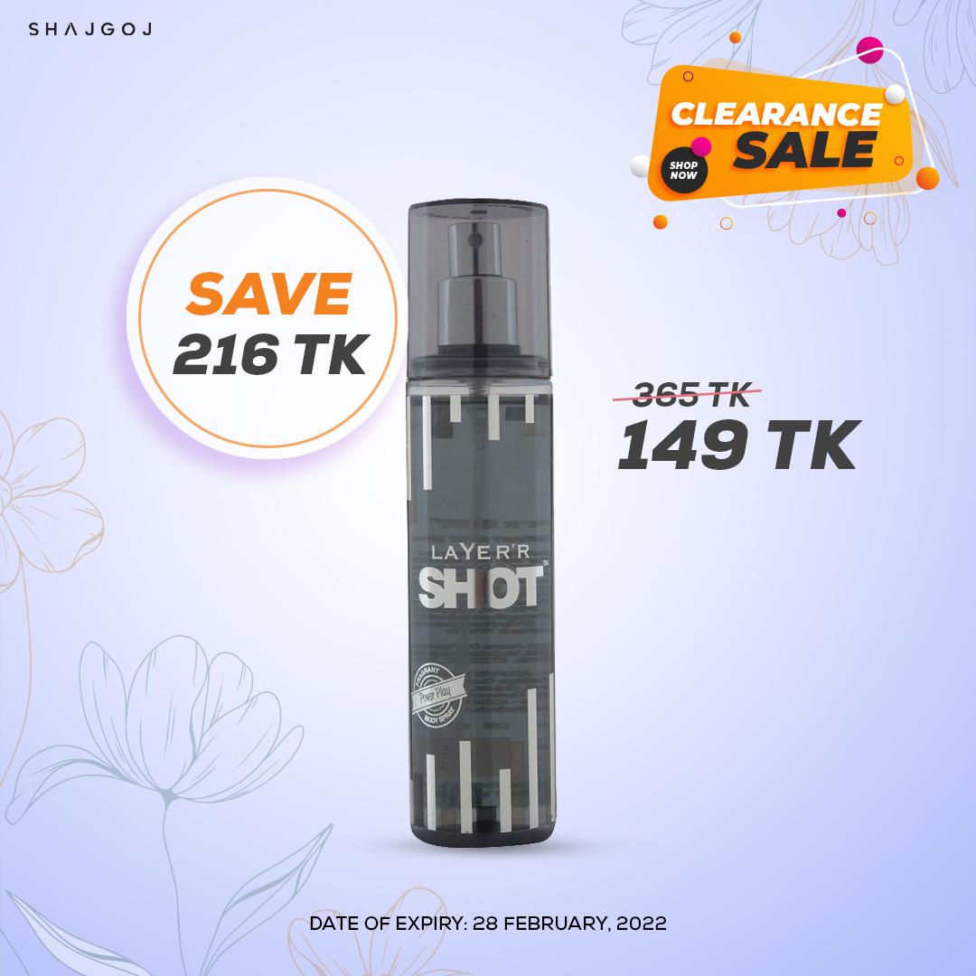 Layer'r Shot Power Play Deo Body Spray 135.0 ml (Expiry Date : 28-02-22) – 135ml