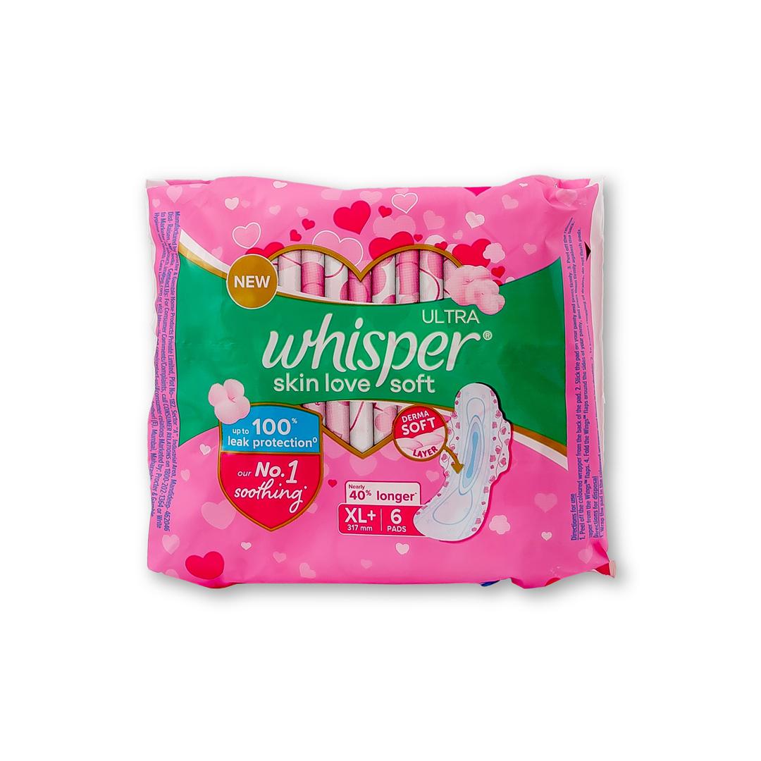 Whisper Ultra Softs Air Fresh Sanitary Pads for Women, XL+ 6 Napkins