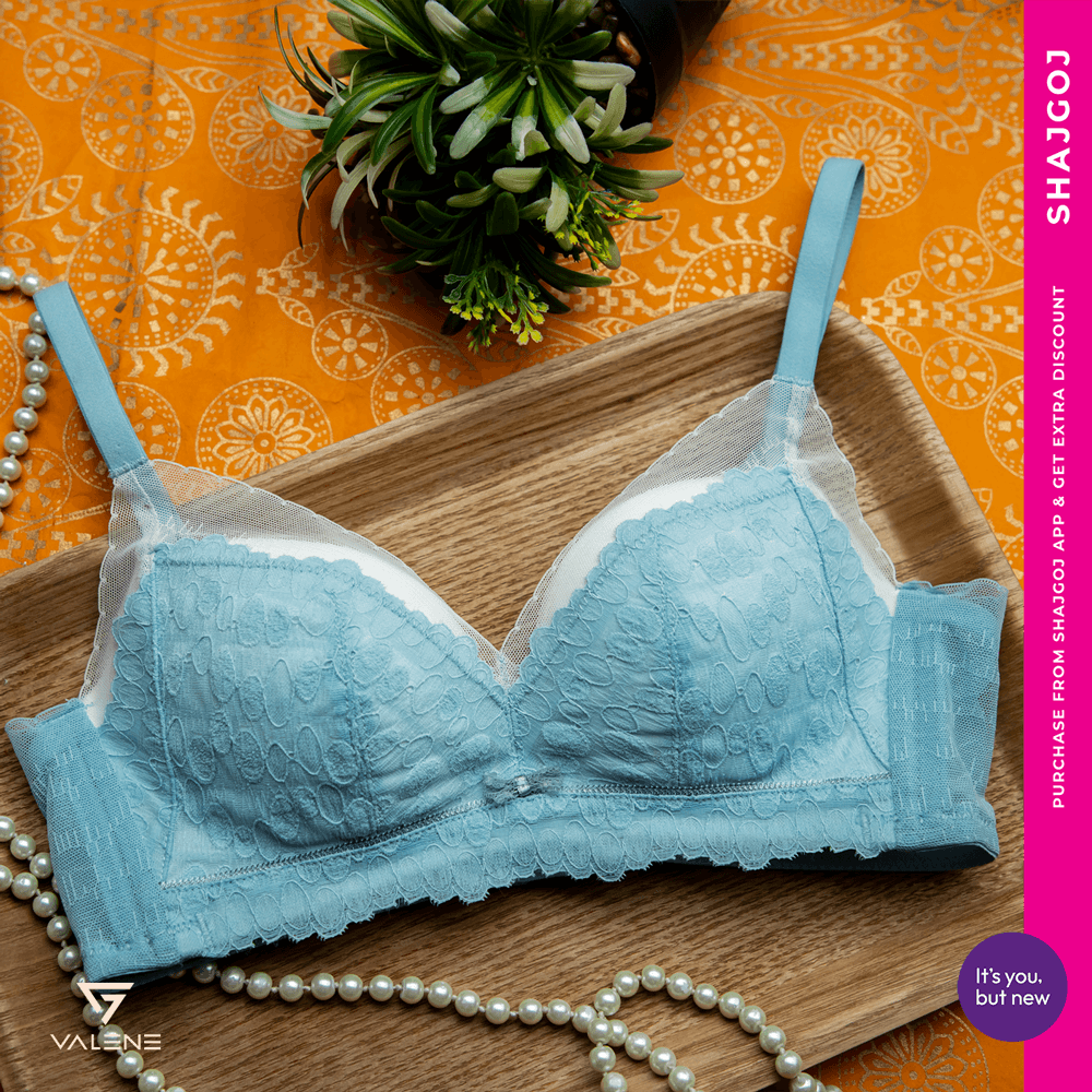 Valene Lacy Confidence Bra - Pastel Blue