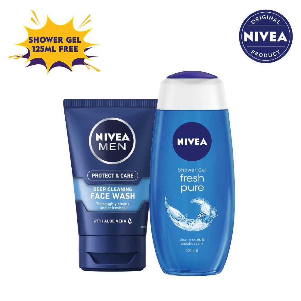 Buy Nivea Men Protect & Care Deep Cleaning Face Wash 100ml Get Nivea Shower Gel Fresh Pure 125ml