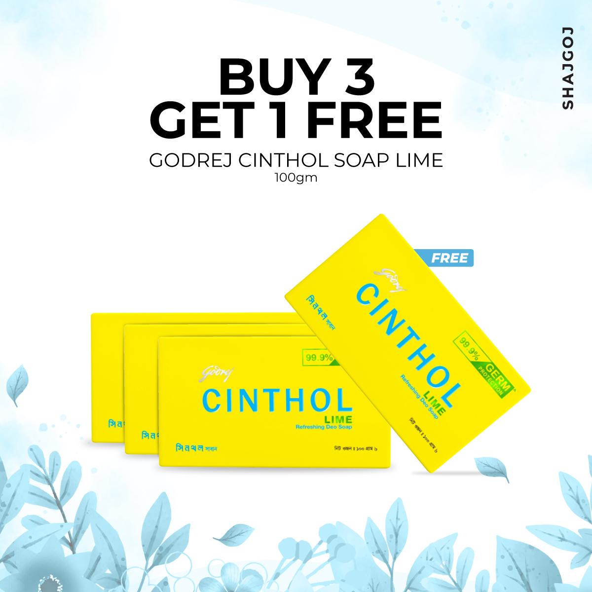Godrej Cinthol Lime Refreshing Deo Soap 100 gm (Buy 3 Get 1 Free)