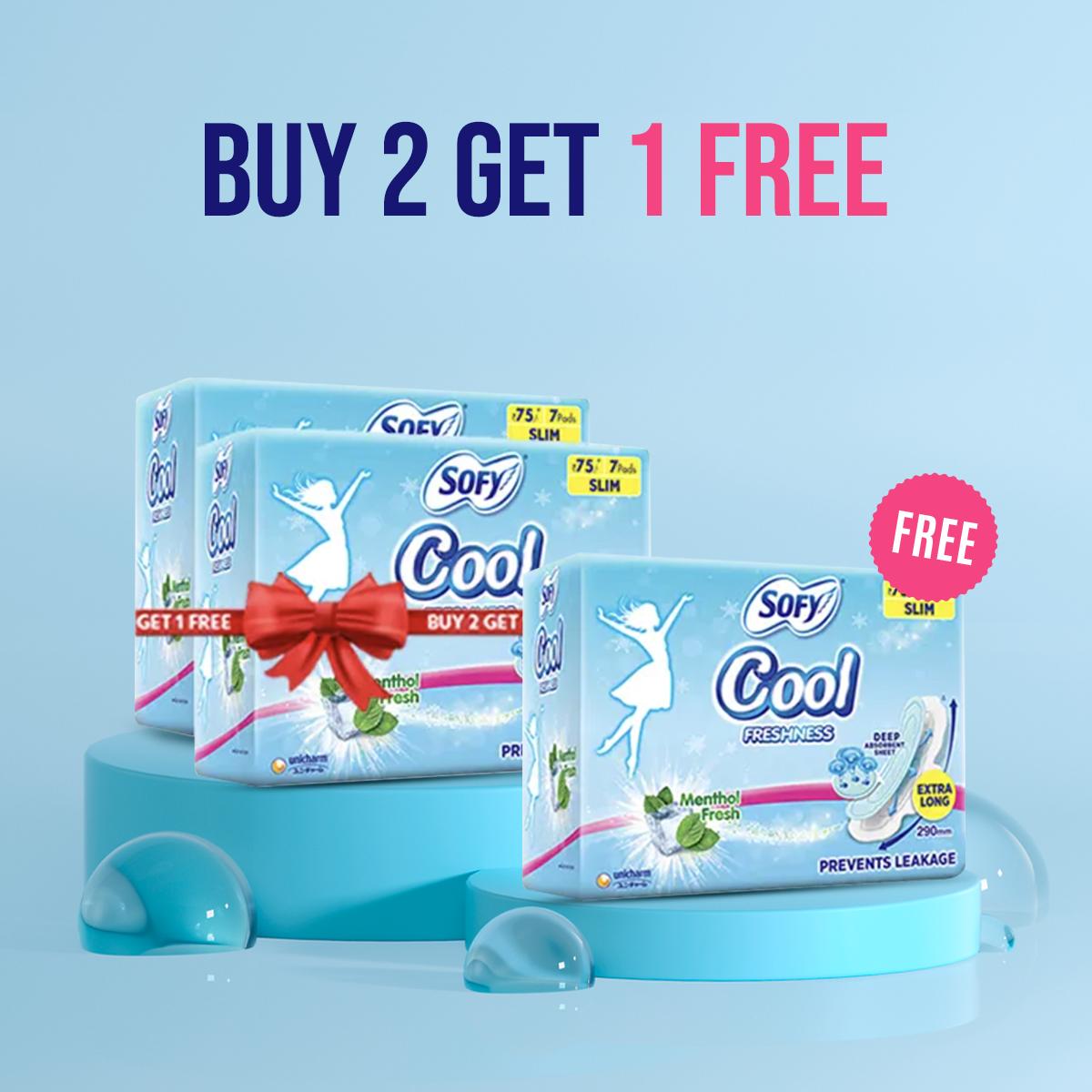 Buy 2 Sofy Sanitary Napkin Cool Ex.Long 7N Get 1 Sofy Sanitary Napkin Cool Ex.Long Free