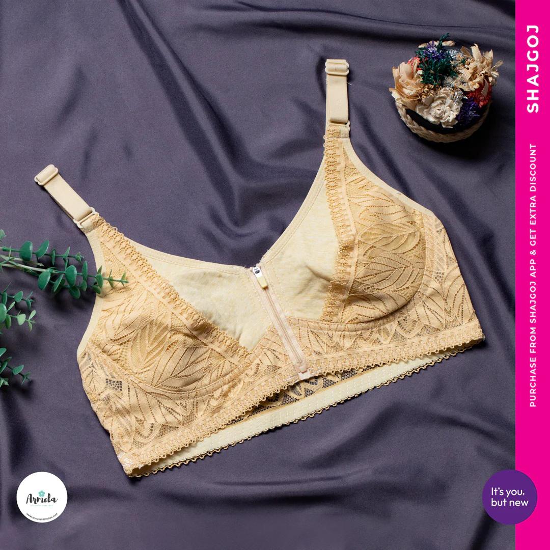 Armela Plus Size Zip Front Closure Bra – Mustard Yellow