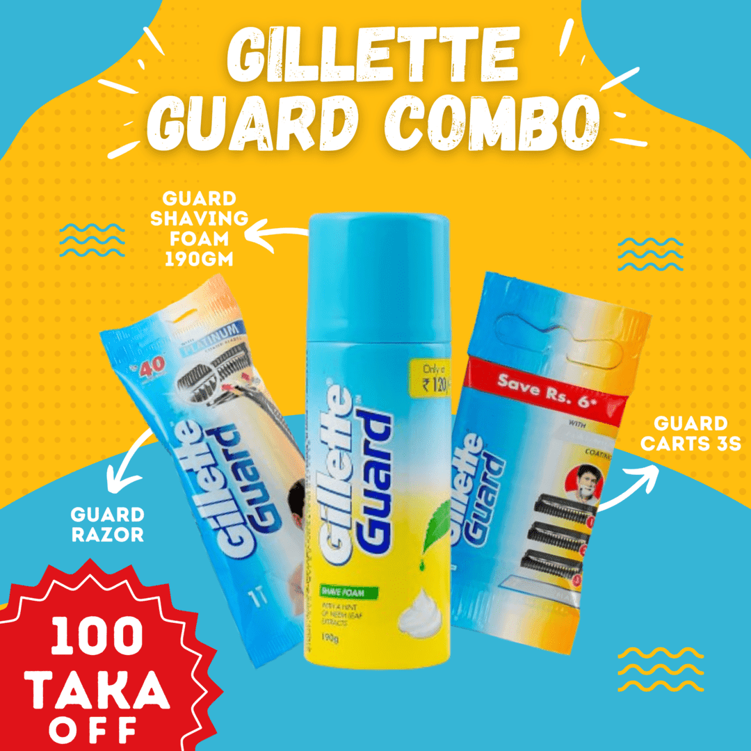Buy Gillette Guard Neem Shaving Foam-190 gm, Gillette Guard Razon Single Pcs, Gillette Guard 3 Cartirdge Get (100 tk off)