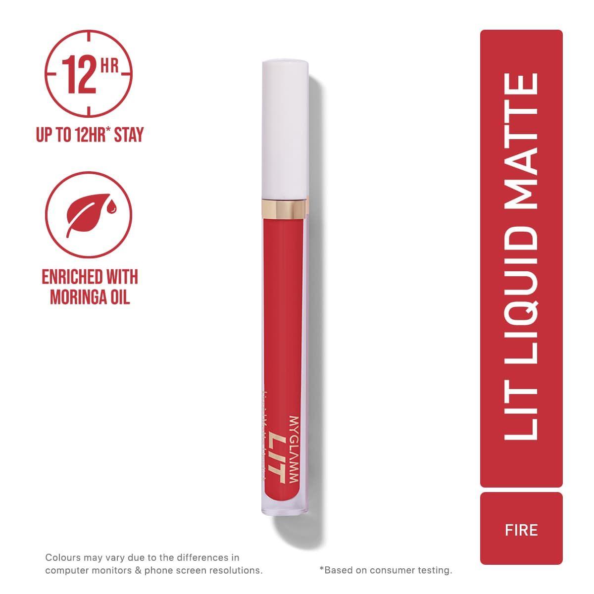 MyGlamm LIT Liquid Matte Lipstick - Fire – 3ml