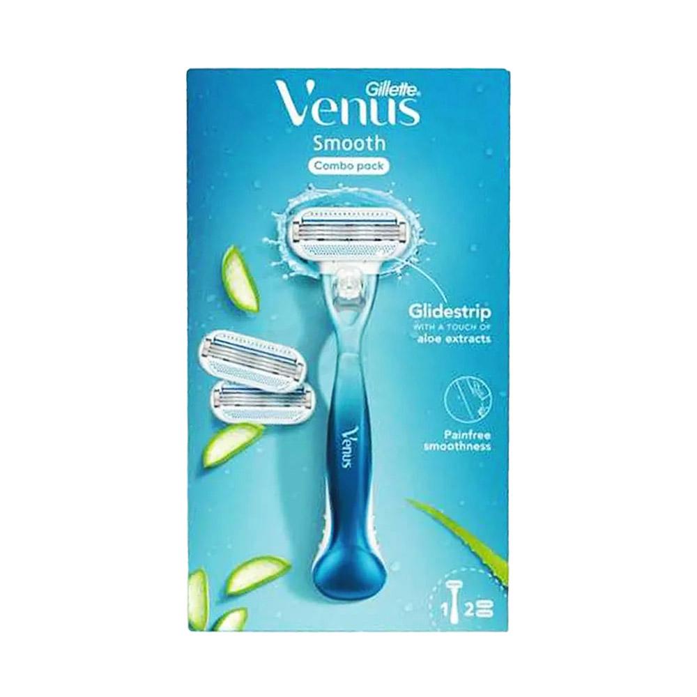 Gillette Venus Smooth Razor Combo Pack - 1 Razor Handle 2 Refills Cartidges
