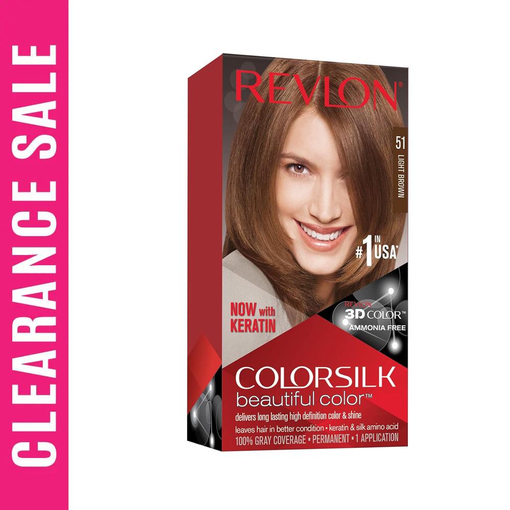 Revlon Colorsilk Hair Color With Keratin For Export -Light Brown 51 (Expiry Date - 31/12/26) – 40 ml