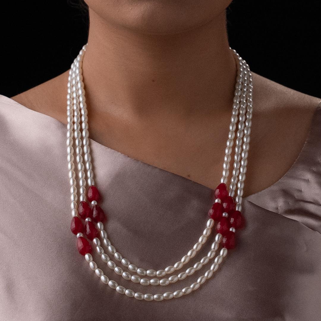 Ruby Stone Layered Necklace – Shajgoj