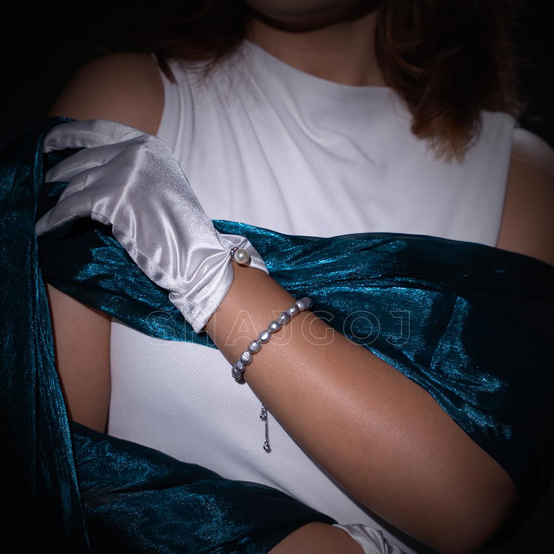 Silver Pearl Studded Bracelet – Shajgoj