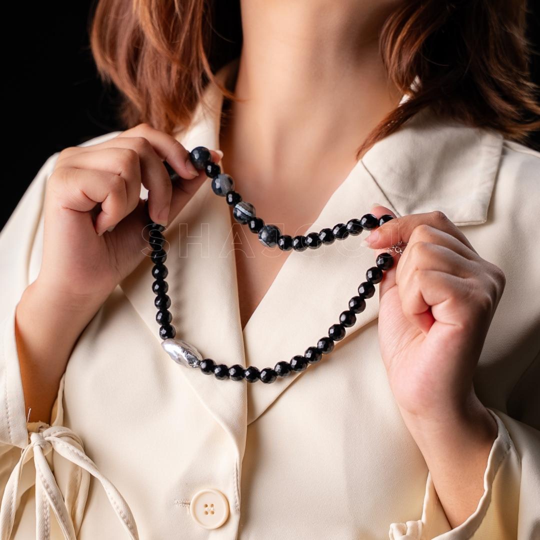 Black Marble Necklace – Shajgoj