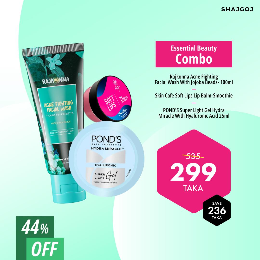 Essential Beauty Combo (Rajkonna Facewash + Skin Cafe Lip Balm + Ponds Moisturizer) – Pond's