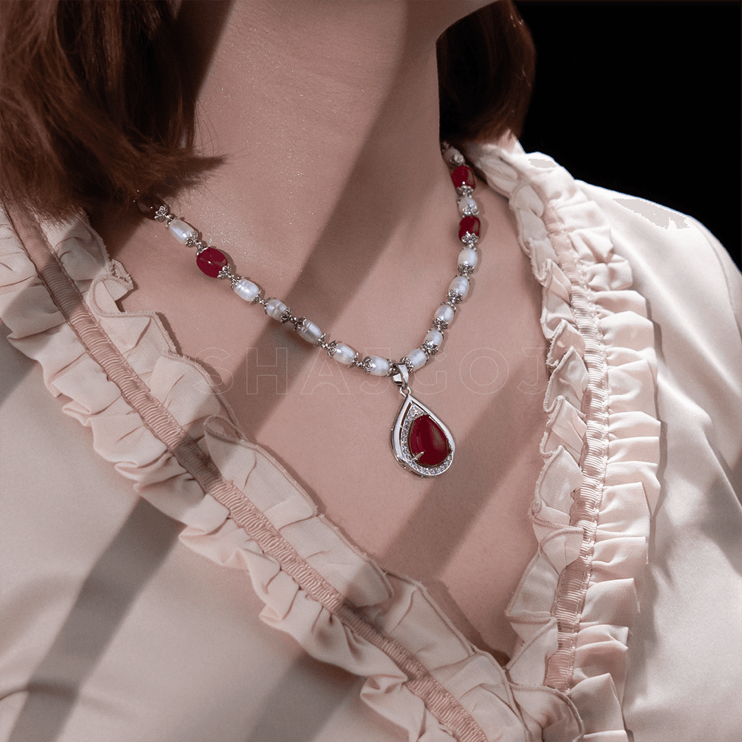 Royal Ruby Pearl Necklace – Shajgoj