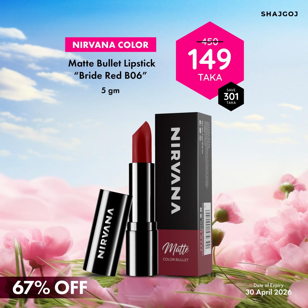 Nirvana Color Matte Bullet Lipstick - Bride Red B06 – 5gm