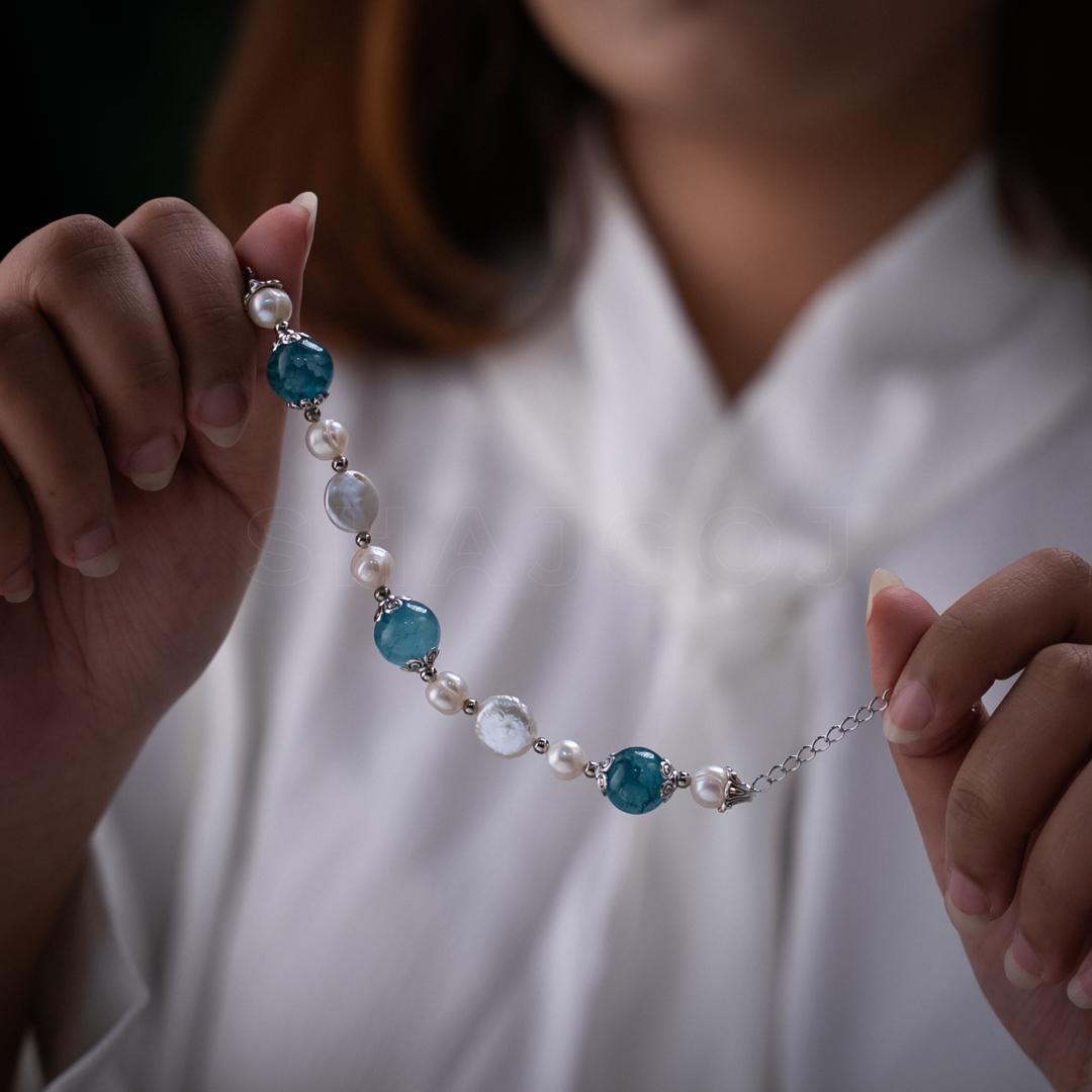 Blue Opaline Pearl Bracelet – Shajgoj
