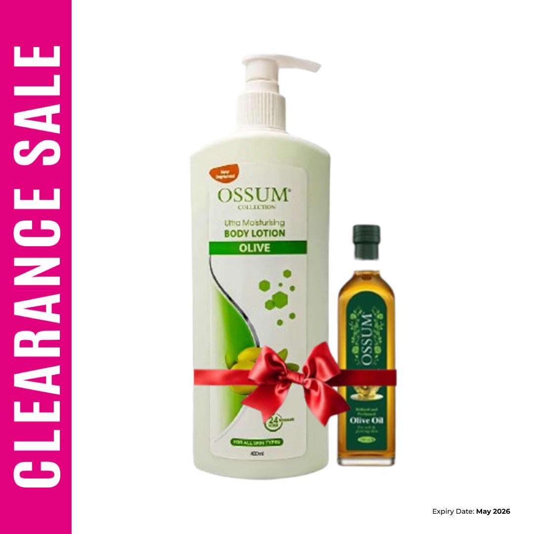 Buy 1 OSSUM Lotion Olive 400ml Get 1 OSSUM Perfumed Olive Oil 100ml Free