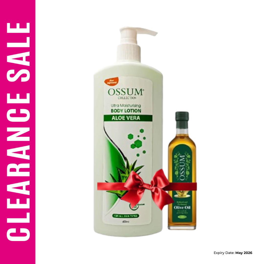 Buy 1 OSSUM Lotion Aloe Vera 400ml Get 1 OSSUM Perfumed Olive Oil 100ml Free