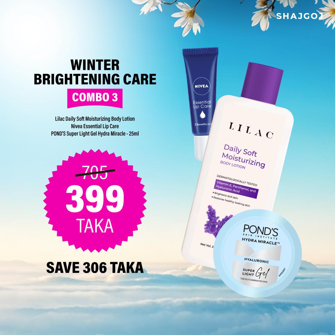 Winter Brightening Care Combo 03 (Lilac Lotion + Nivea Lip Care + Ponds Moisturizer) – Pond's