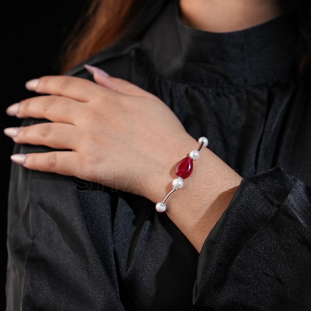 Royal Red Strand Pearl Bracelet – Shajgoj