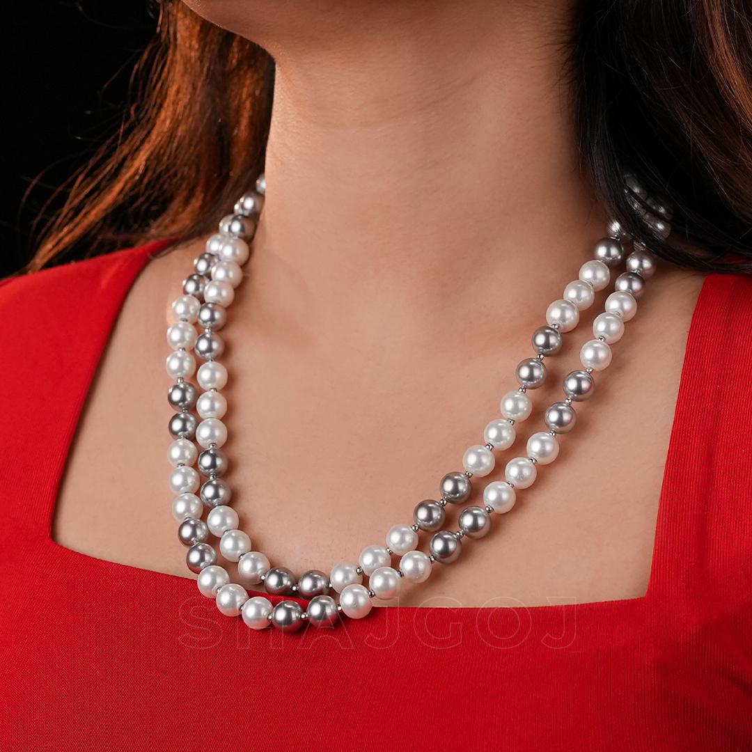 Silver & White Trio Necklace – Shajgoj