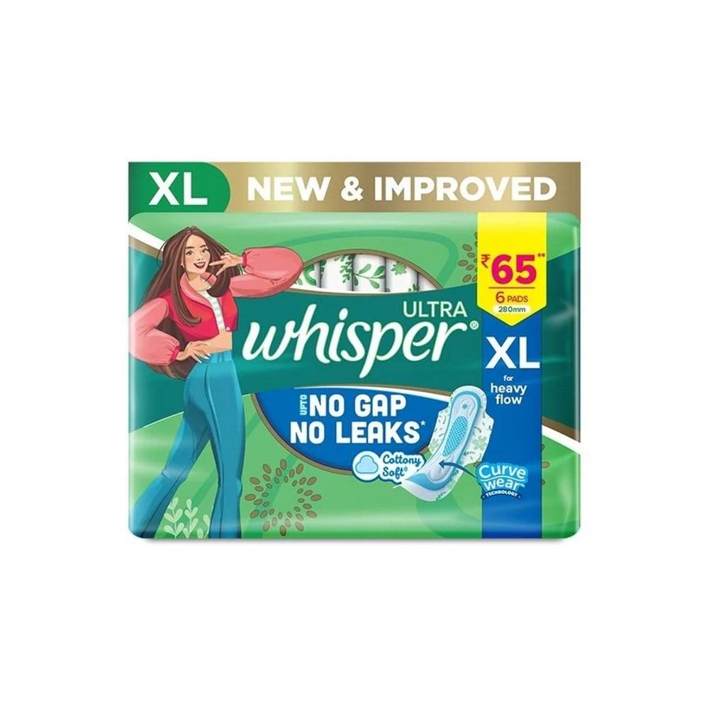 Whisper Ultra Clean Wings Sanitary Pads for Women XL 6 Napkins