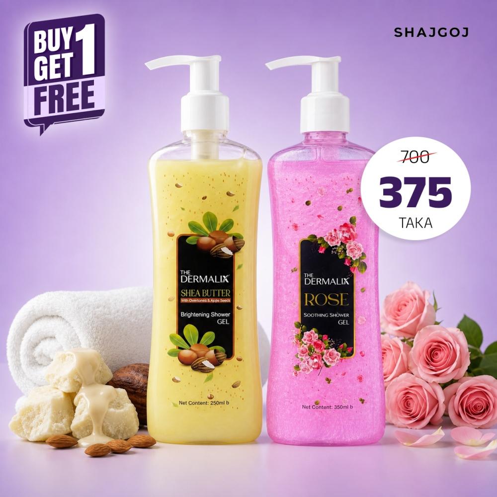 Buy One The Dermalix Shea Butter Shower Gel 250ml  Get One The Dermalix Rose Soothing Shower Gel 250ml Free