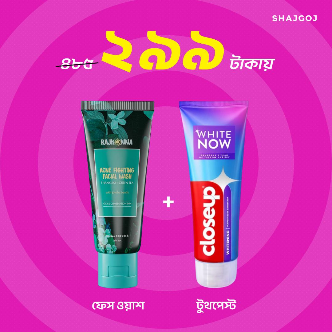 Acne Fight & Smile Bright ( Rajkonna Acne Wash + Closeup White Now )
