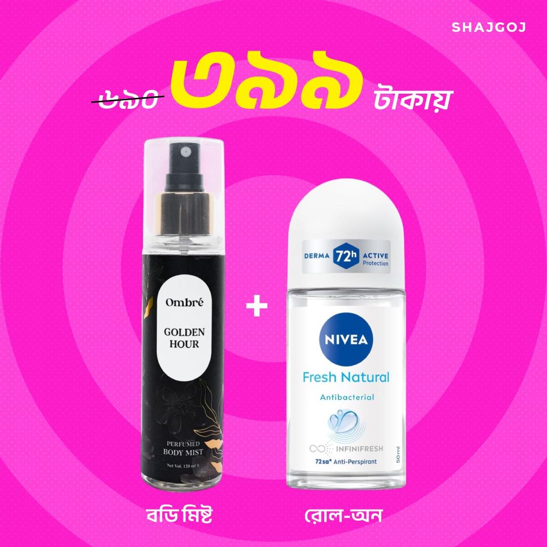 Golden Hour Freshness Duo ( Ombre Golden Hour Body Mist + Nivea Roll-On )