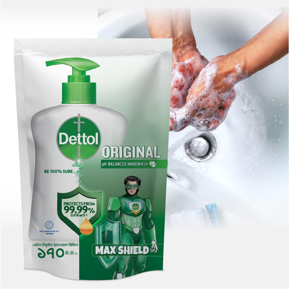 Dettol Handwash Original Refill 170ml Germ Defence Protects From 99.9% Illness Causing Germs – 170 ml