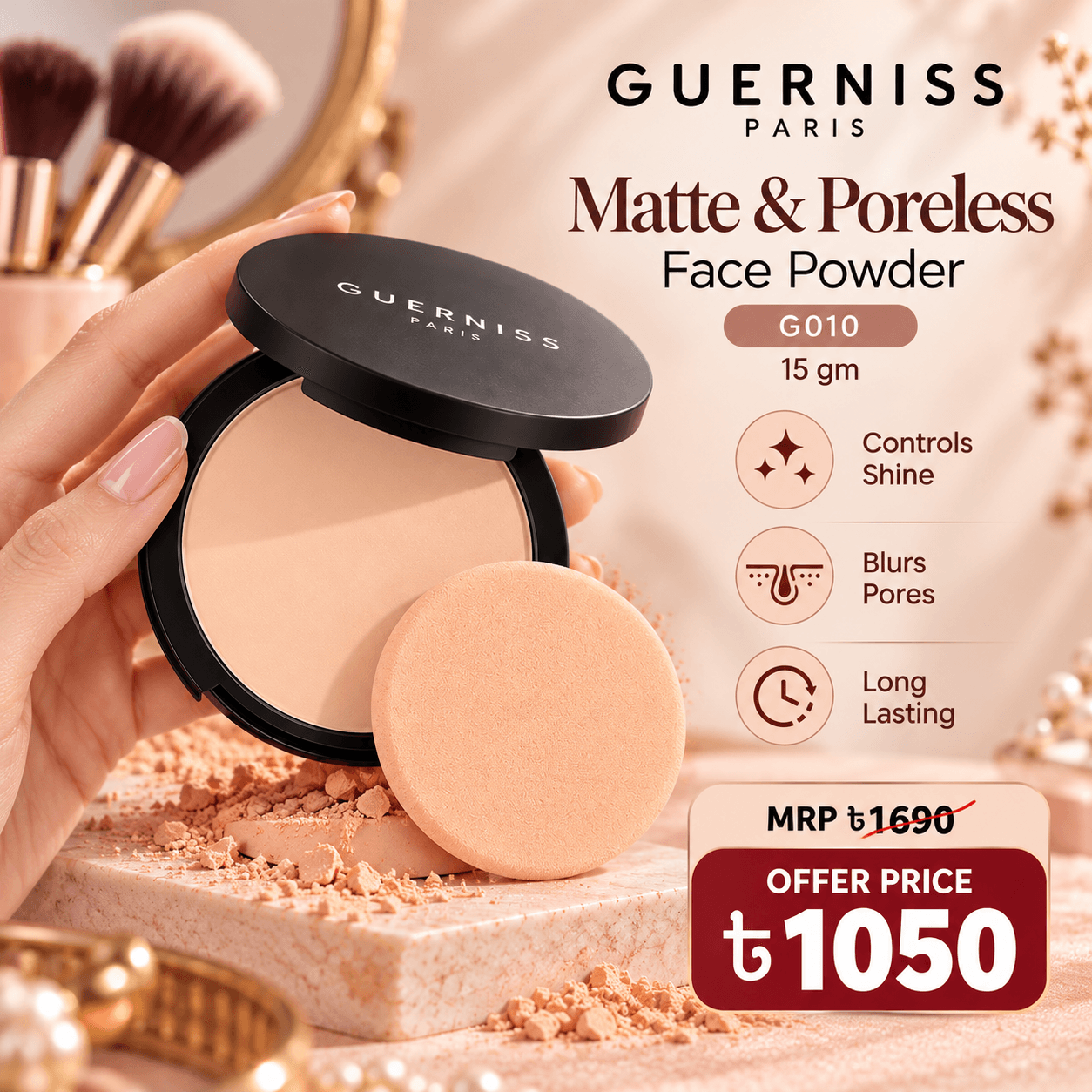 Guerniss Matte & Poreless Face Powder G010 – 15gm