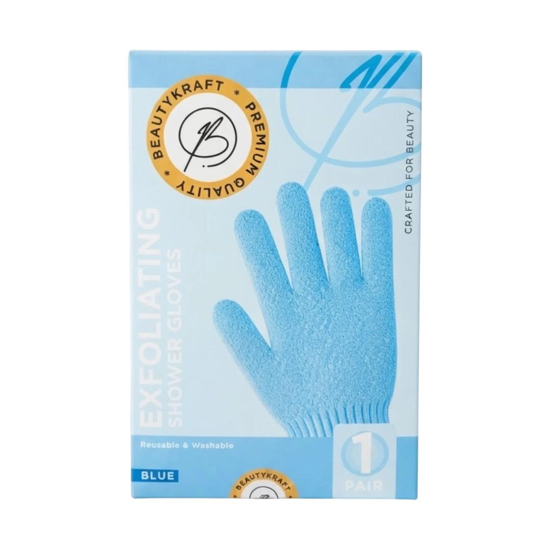 Beautykraft Exfoliating Shower Gloves Blue – 1 Pair