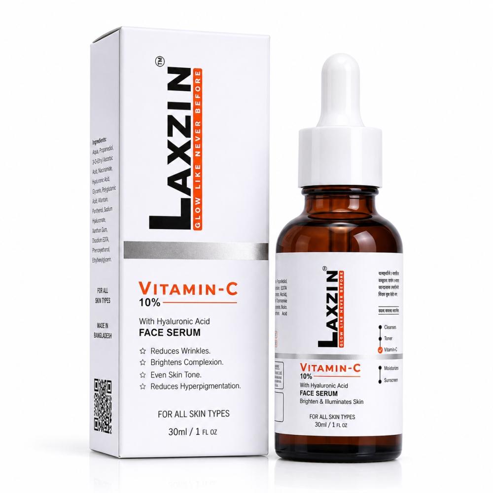 Laxzin Vitamin C 10% With Hyaluronic Acid Face Serum – 30ml / 1 FL OZ