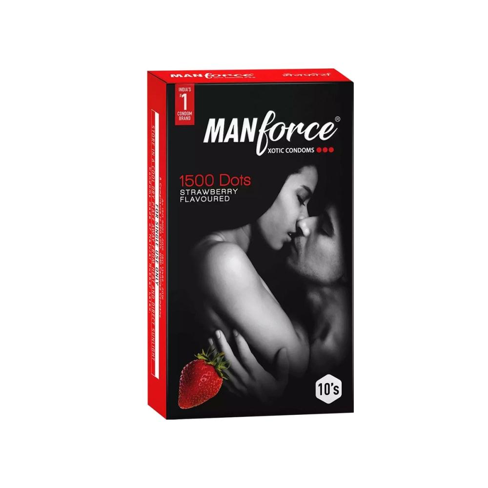Manforce Strawbery Condom (10s) - (Expiry - April, 2027) – 10's, Nominal Width: 53±2mm, Length: Min. 180mm