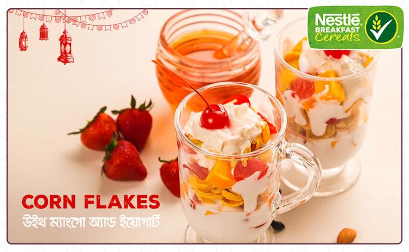 কর্নফ্লেক্স উইথ ম্যাংগো ও ইয়োগার্ট