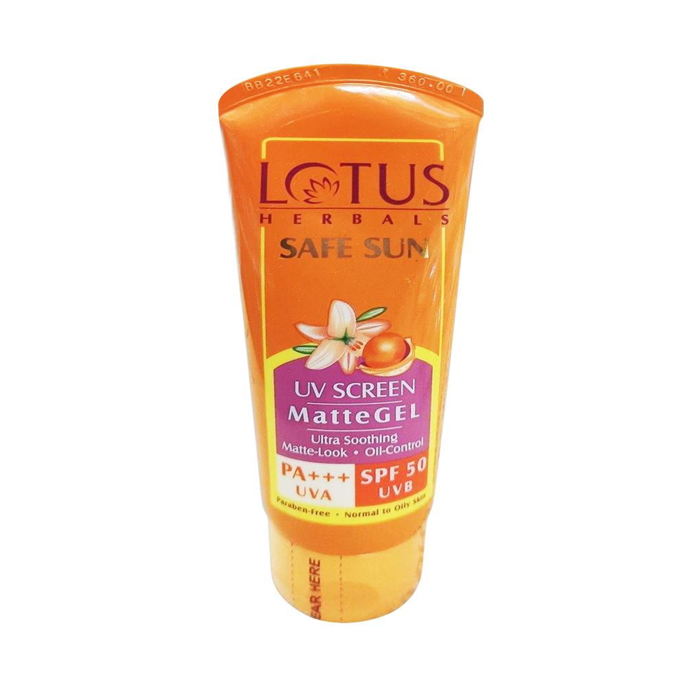 Lotus Herbals Safe Sun UV Screen Matte Gel PA+++ SPF 50 UVB – 100gm
