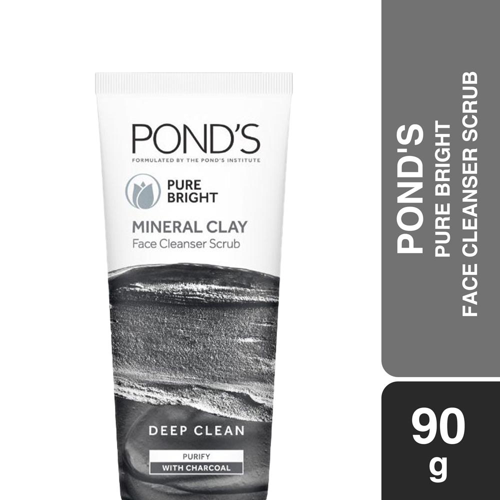 Pond's Face Cleanser Scrub Pure Bright Mineral Clay with Charcoal – 90gm