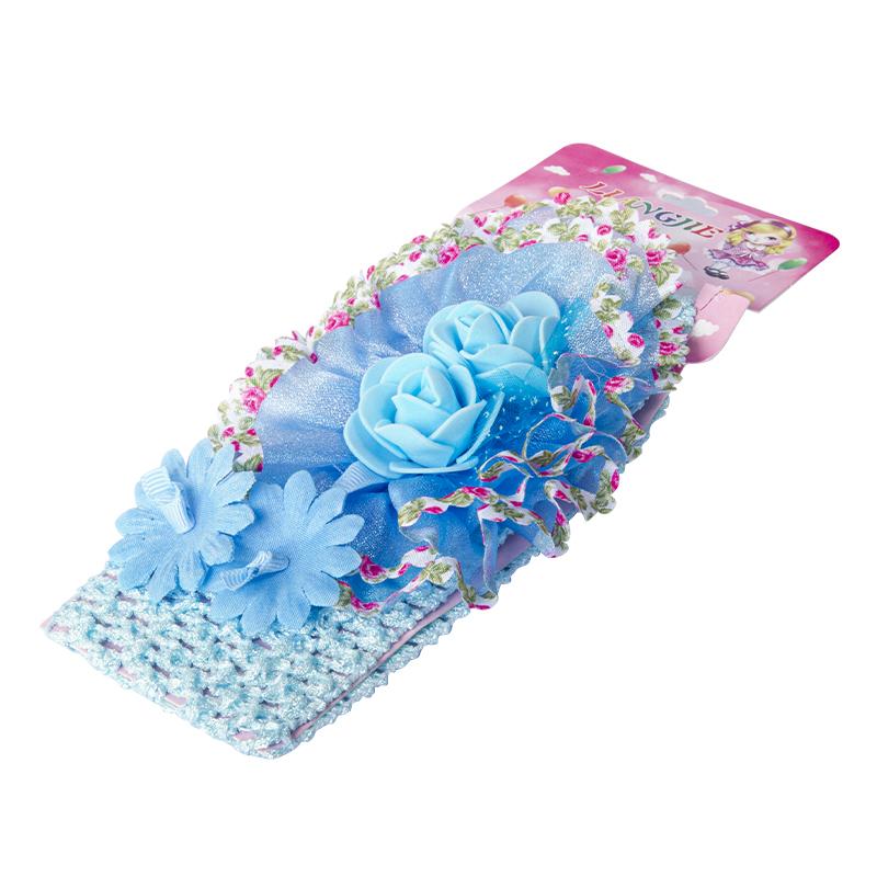 Liangjie Baby Girl's Beautiful Headbands With Flower Sky Blue
