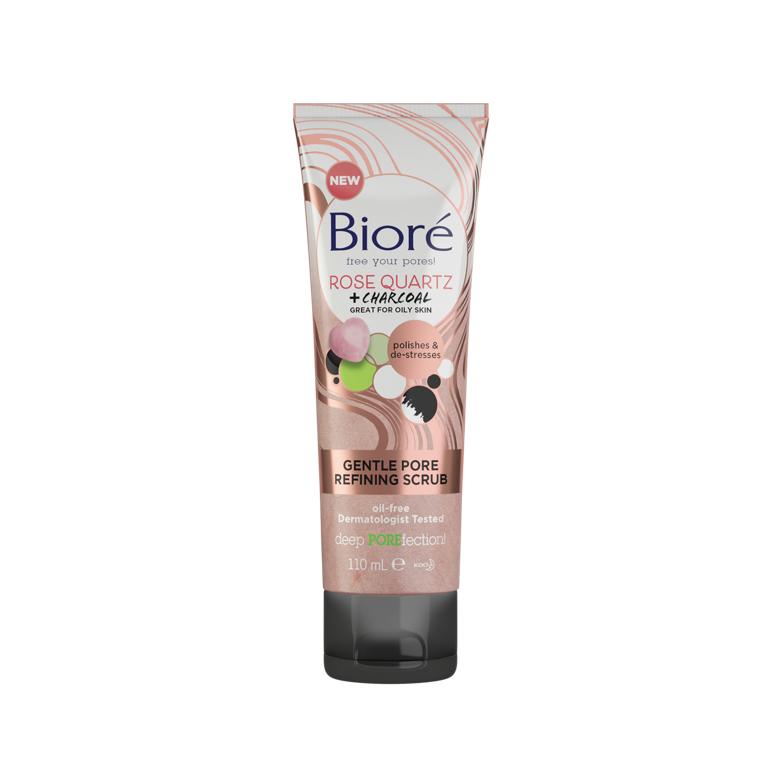 Biore Rose Quartz + Charcoal Gentle Pore Refining Scrub – 110ml