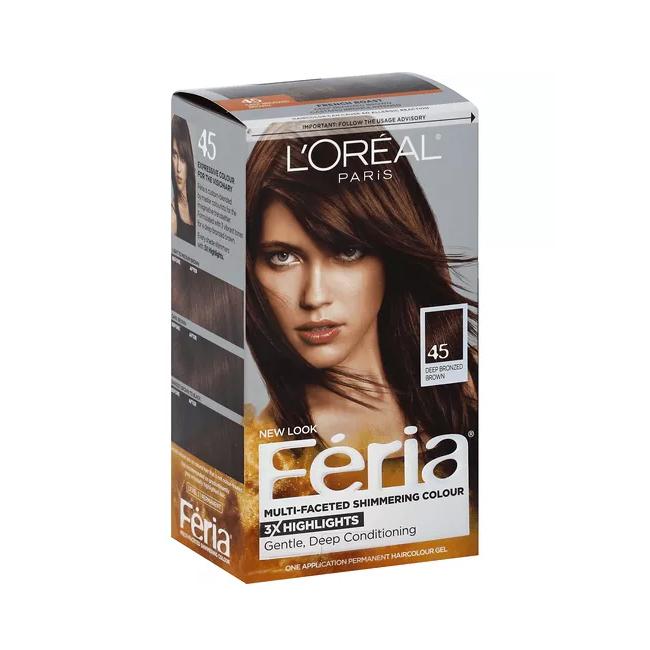 L'Oreal Feria Multi-Faceted Shimmering Color Deep Bronzed Brown 45