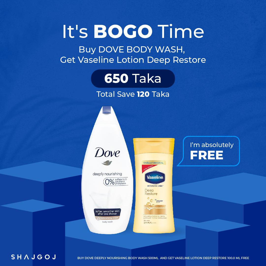 It's BOGO Time (Buy DOVE BODY WASH, Get Vaseline Lotion Deep Restore)