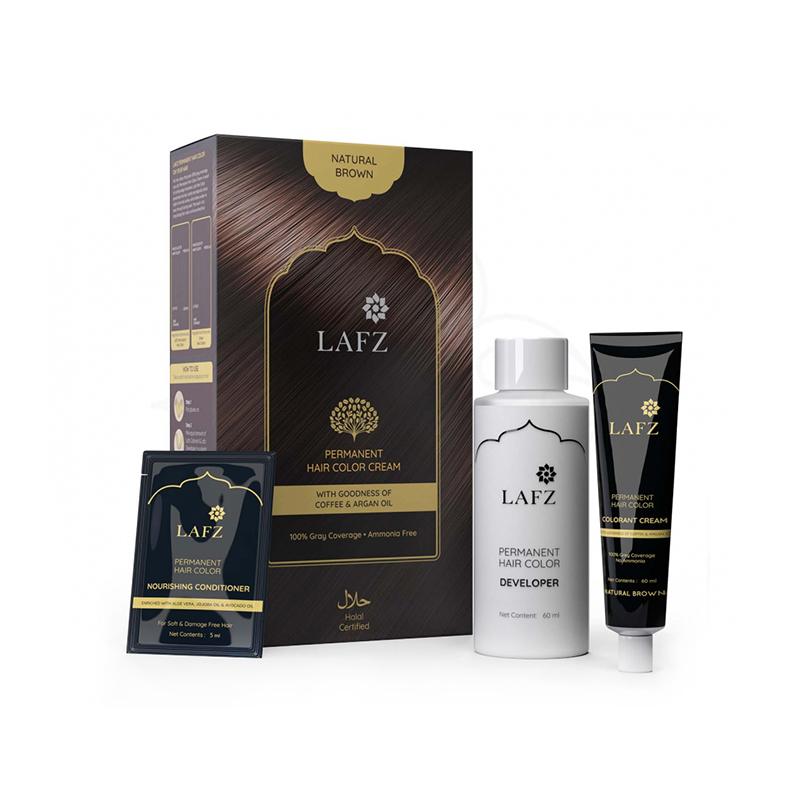 LAFZ Halal Permanent Hair Color Cream Natural Brown – 125ml