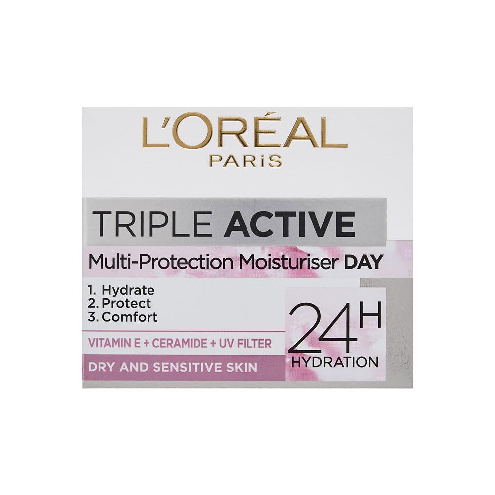 L'Oreal Triple Active Dry and Sensitive Skin 24H Hydration Day Cream – 50ml