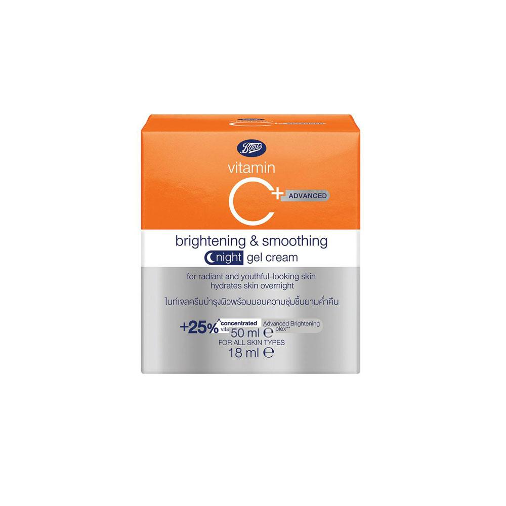 Boots Vitamin C Advanced Brightening & Smoothing Night Gel Cream – 50ml