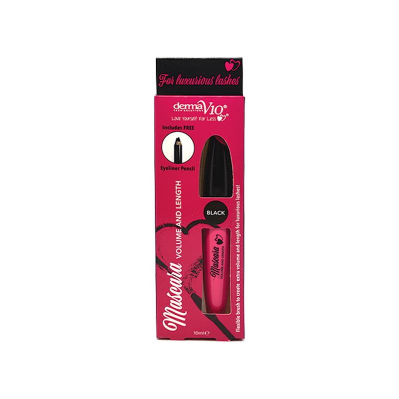 Derma V10 Mascara Volume & Length Black With Eyeliner Pencil – Dermav10 – 10ml
