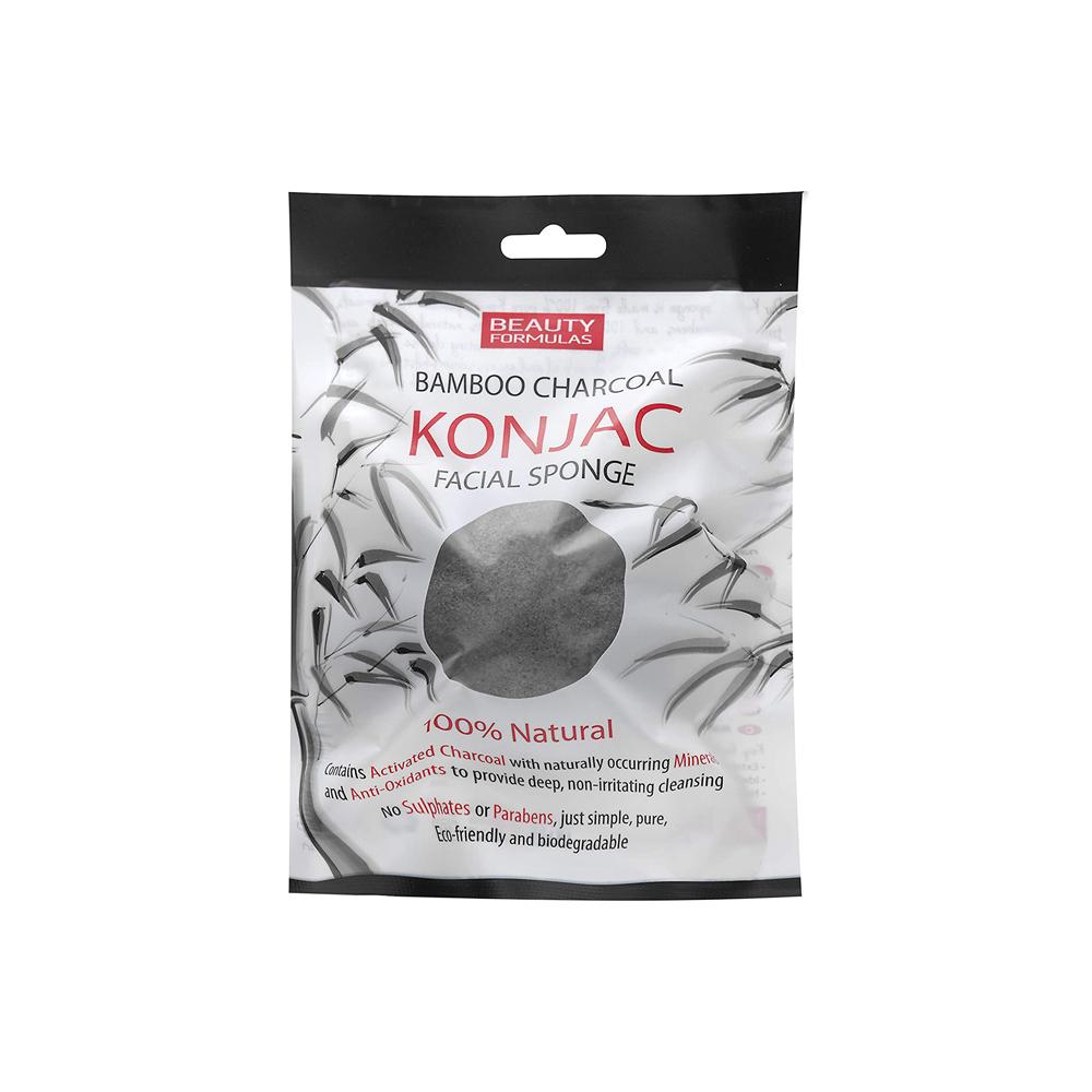 Beauty Formulas 100% Natural Bamboo Charcoal Konjac Facial Sponge