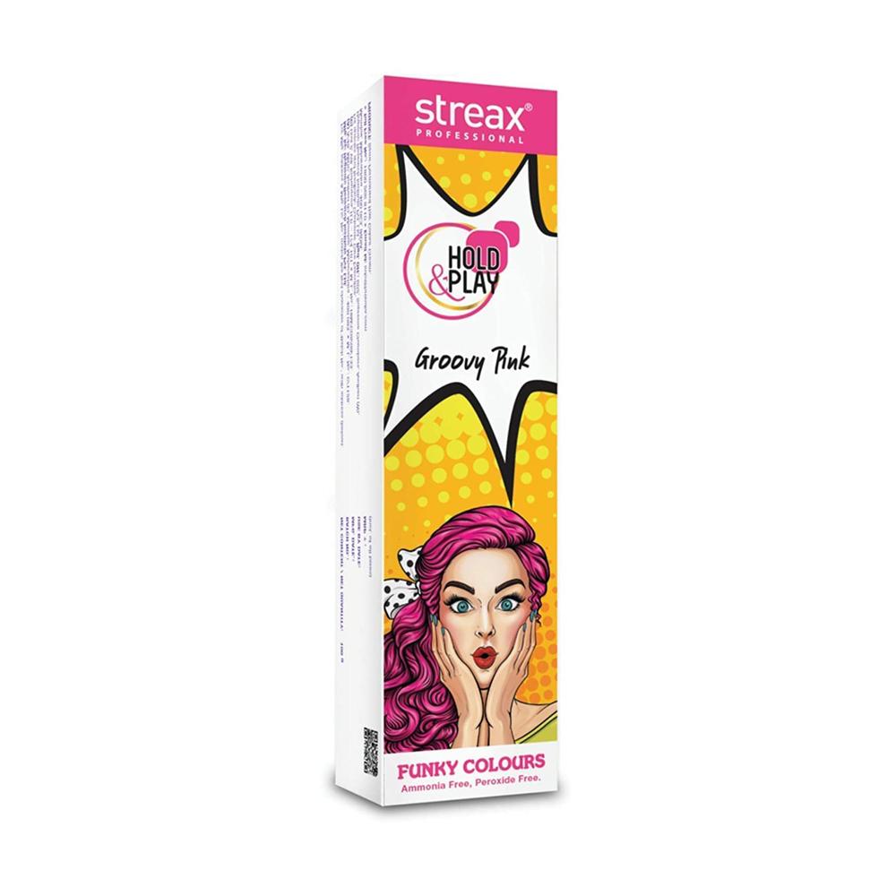 Streax Professional Hold and Play Funky Hair Colour - Groovy Pink – 100gm