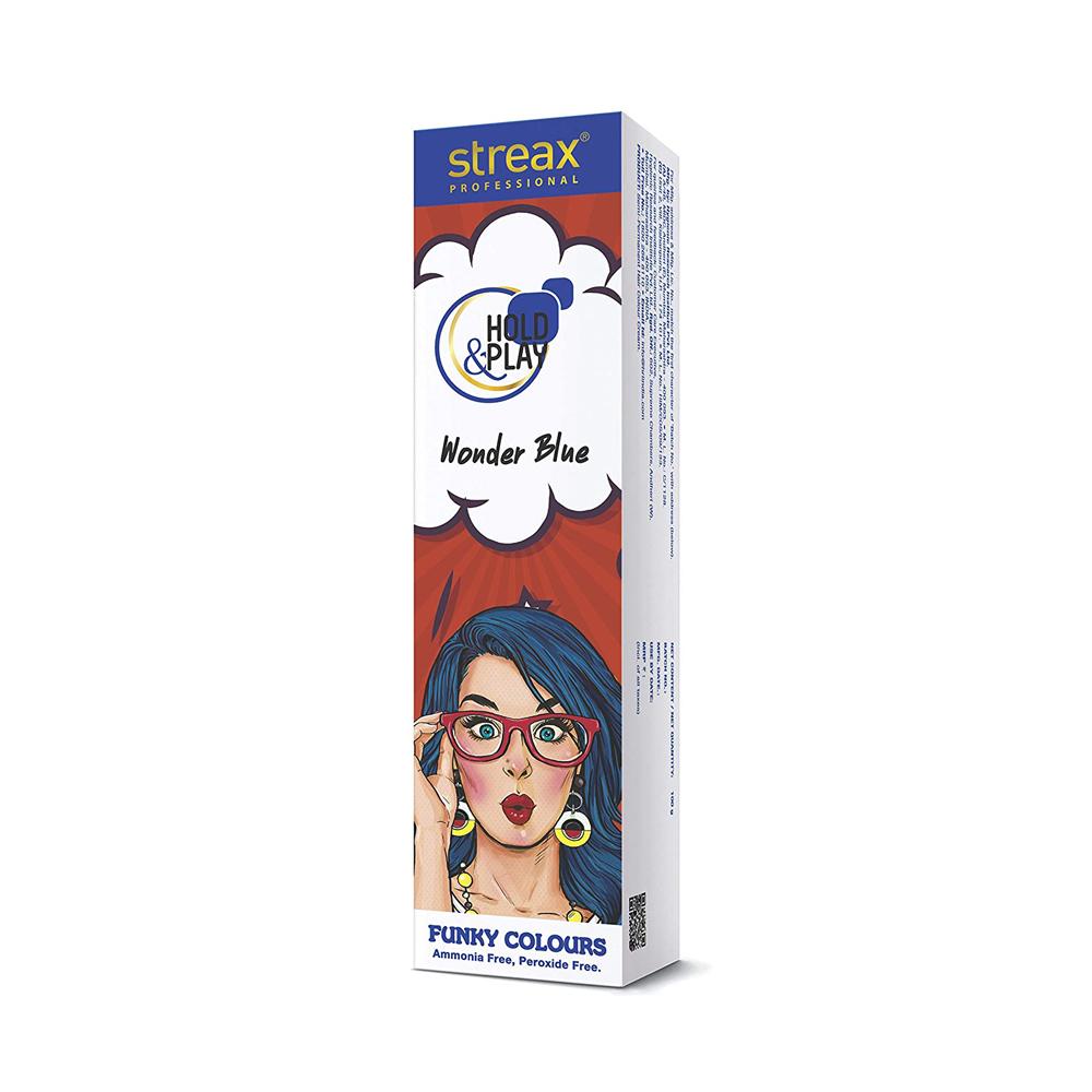 Streax Professional Hold and Play Funky Hair Colour - Wonder Blue – 100gm